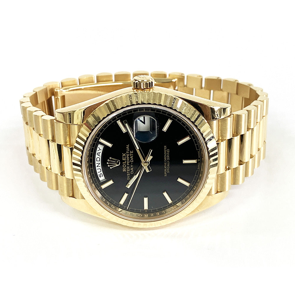 Rolex Day-Date 40mm Black Diagonal Motif Dial 228238