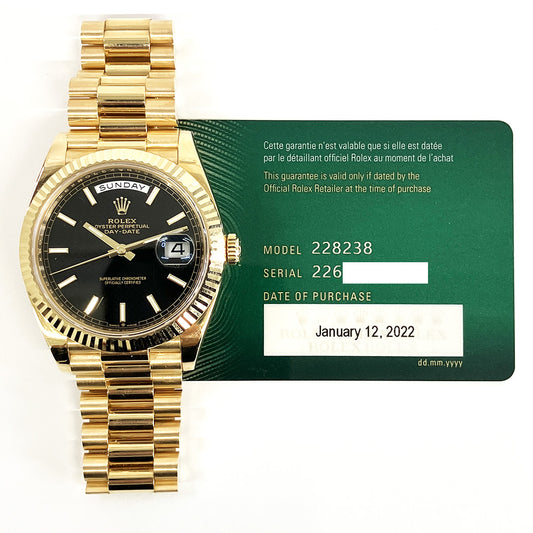 Rolex Day-Date 40mm Black Diagonal Motif Dial 228238