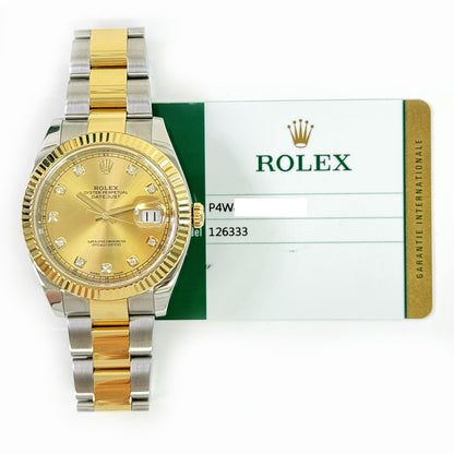 Rolex Datejust 41mm Champagne Diamond Dial Oyster 126333