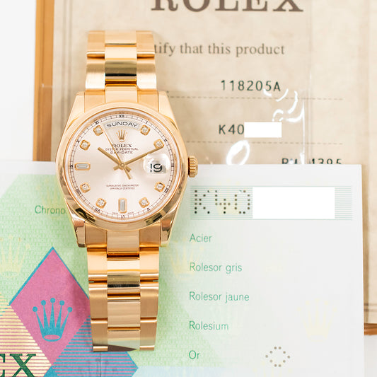 Rolex Day-Date 36mm Pink Diamond Dial 118205 (2003)