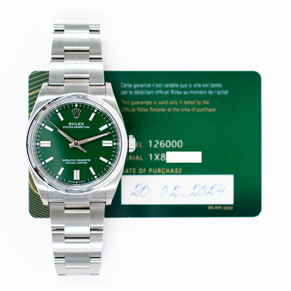 Rolex Oyster Perpetual 36mm Green Dial 126000 (2024)