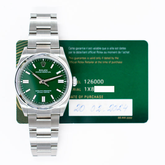 Rolex Oyster Perpetual 36mm Green Dial 126000 (2024)
