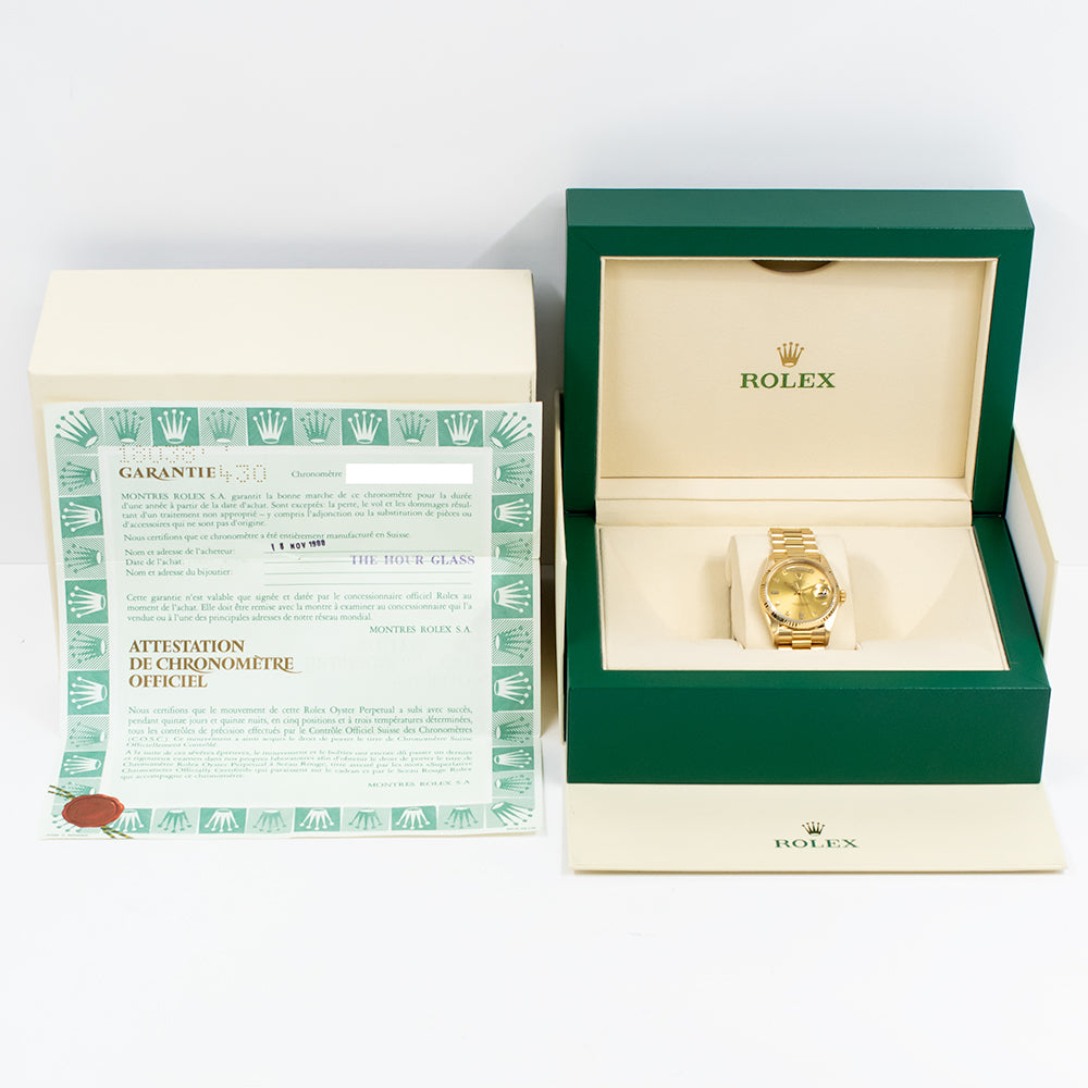 Rolex Day-Date 36mm Champagne Diamond Dial 18038A (1998)
