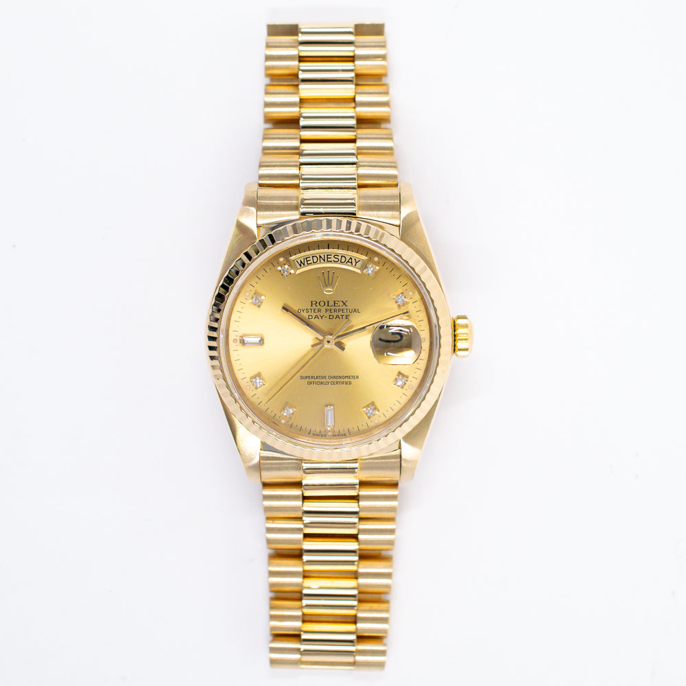 Rolex Day-Date 36mm Champagne Diamond Dial 18038A (1998)