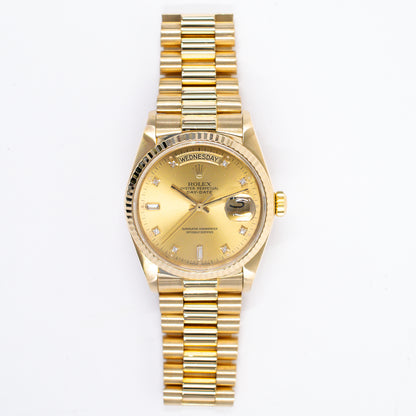 Rolex Day-Date 36mm Champagne Diamond Dial 18038A (1998)