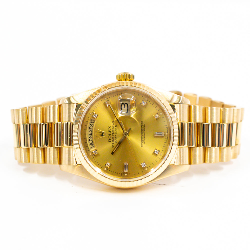 Rolex Day-Date 36mm Champagne Diamond Dial 18038A (1998)