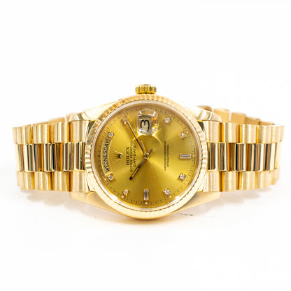 Rolex Day-Date 36mm Champagne Diamond Dial 18038A (1998)
