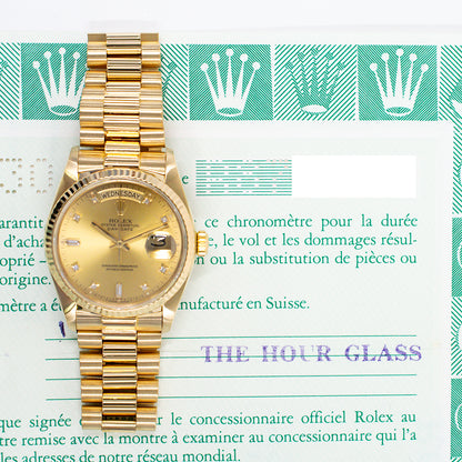 Rolex Day-Date 36mm Champagne Diamond Dial 18038A (1998)