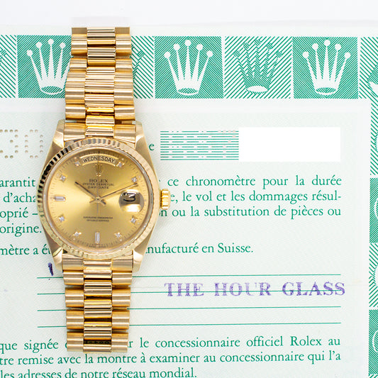 Rolex Day-Date 36mm Champagne Diamond Dial 18038A (1998)