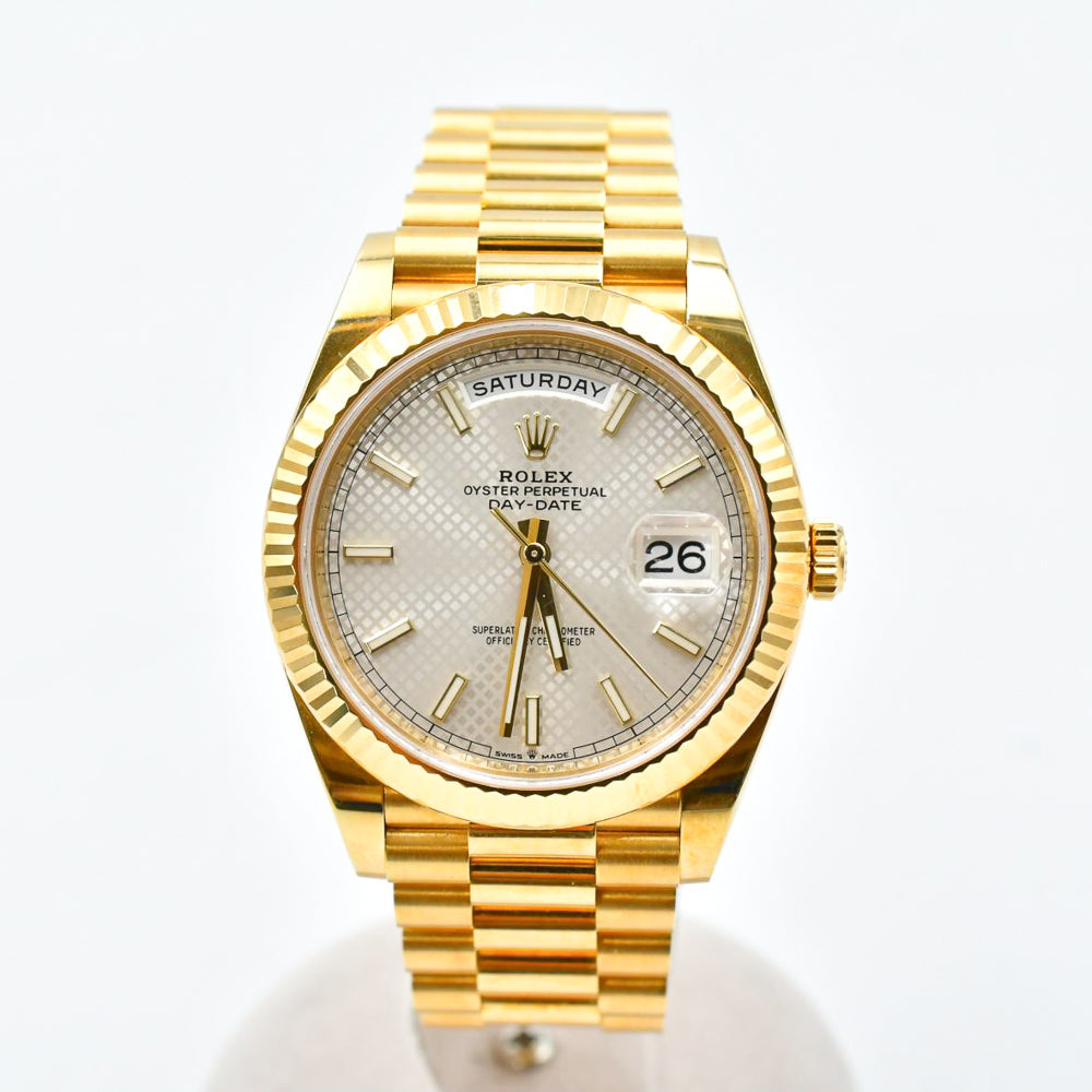 Rolex Day-Date 40 Silver Diagonal Dial 228238 (2020)