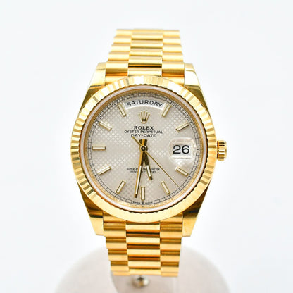 Rolex Day-Date 40 Silver Diagonal Dial 228238 (2020)