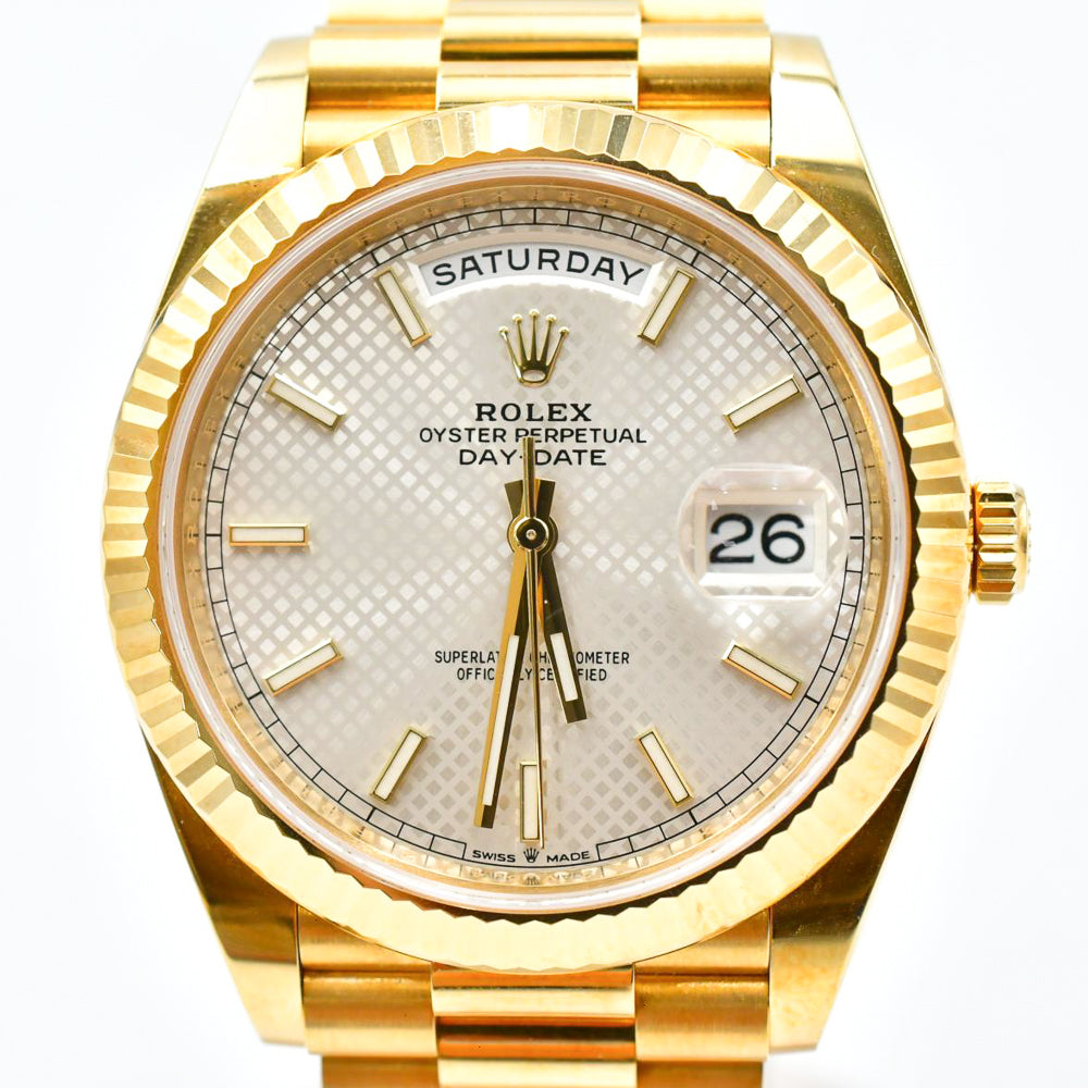 Rolex Day-Date 40 Silver Diagonal Dial 228238 (2020)
