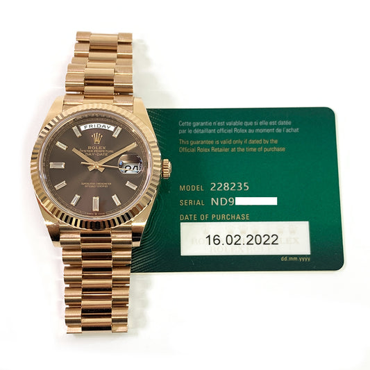 Rolex Day-Date 40mm Chocolate Diamond Dial 228235A