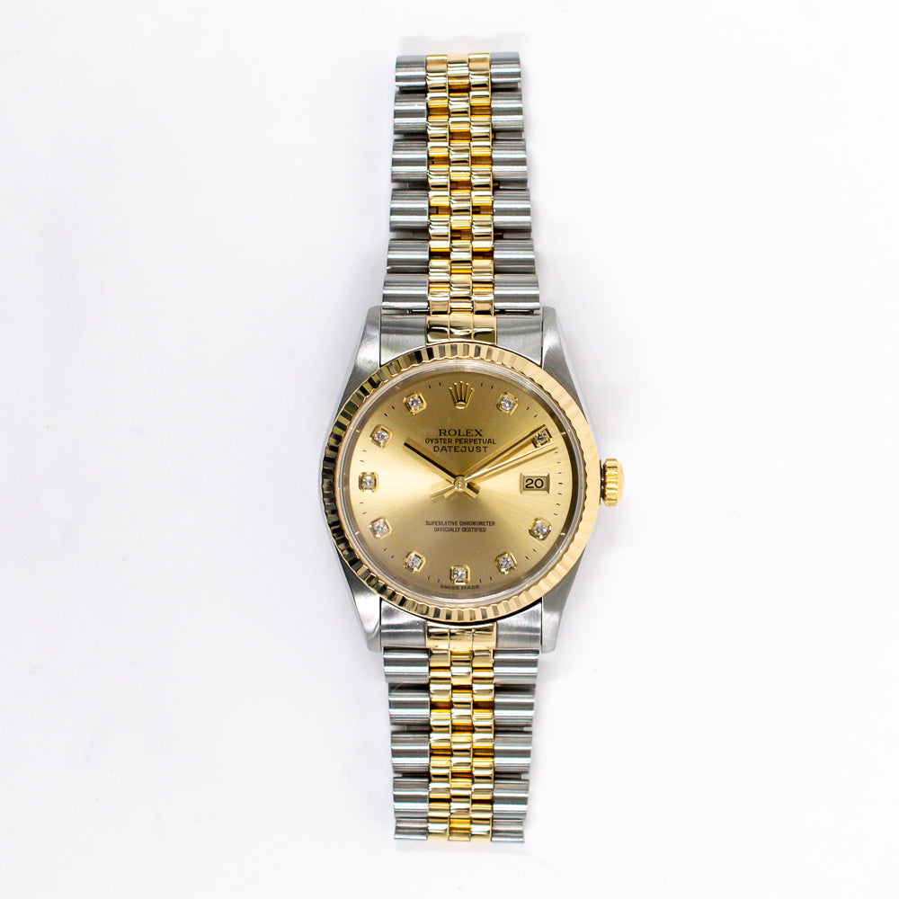 Rolex Datejust 36mm Champagne Diamond 16233G (1997)