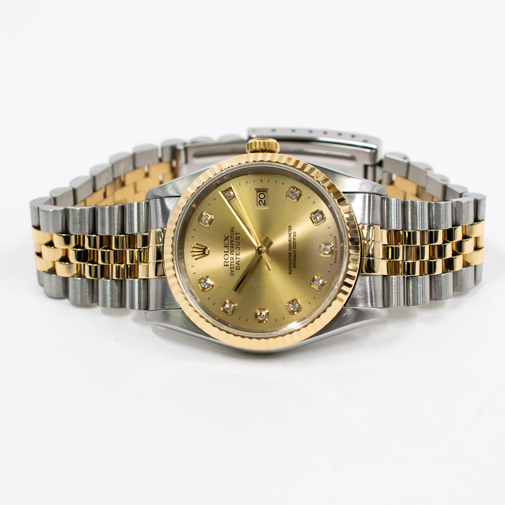 Rolex Datejust 36mm Champagne Diamond 16233G (1997)