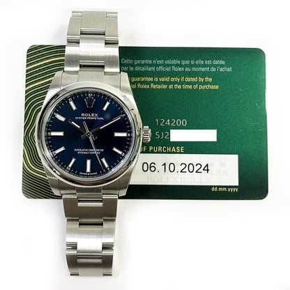 Rolex Oyster Perpetual 34mm Blue Dial 124200 (2024)
