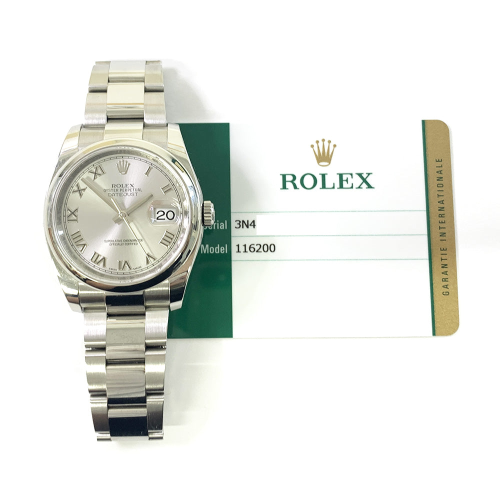 Rolex Datejust 36mm Silver Roman Dial 116200