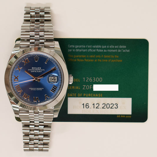 Rolex Datejust 41mm Blue Roman Dial 126300 (2023)