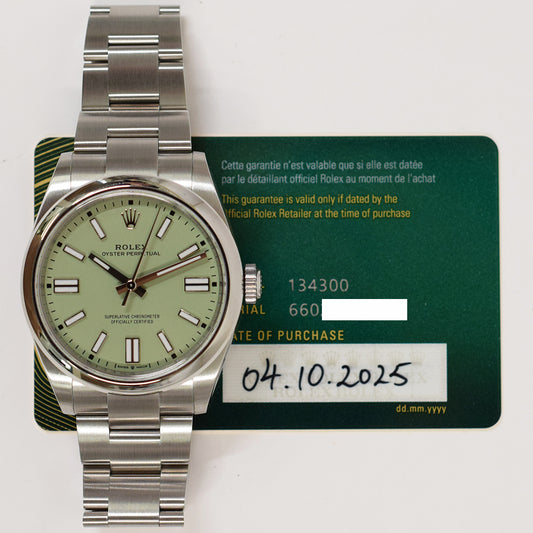 Rolex Oyster Perpetual 41mm Pistachio Dial 134300 (2025)