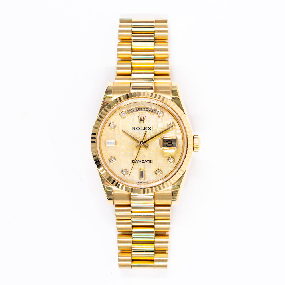 Rolex Day-Date 36mm Champagne Jubilee Diamond Dial 118238NCA