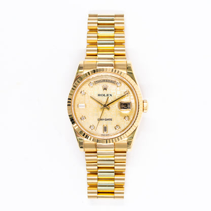 Rolex Day-Date 36mm Champagne Jubilee Diamond Dial 118238NCA