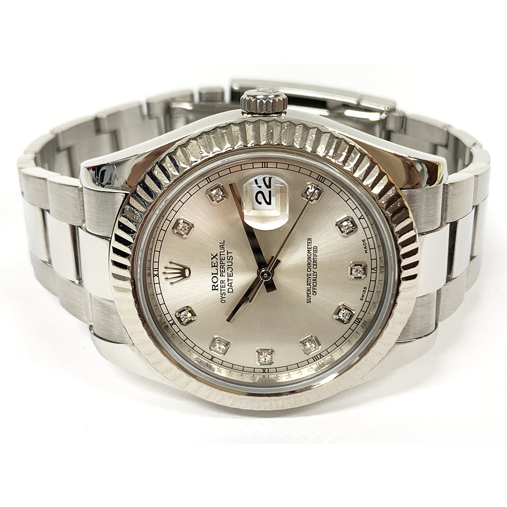 Rolex Datejust II Silver Diamond 116334