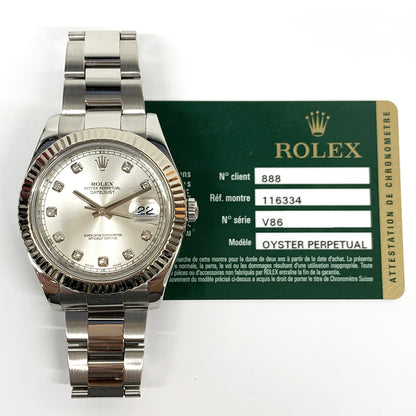 Rolex Datejust II Silver Diamond 116334