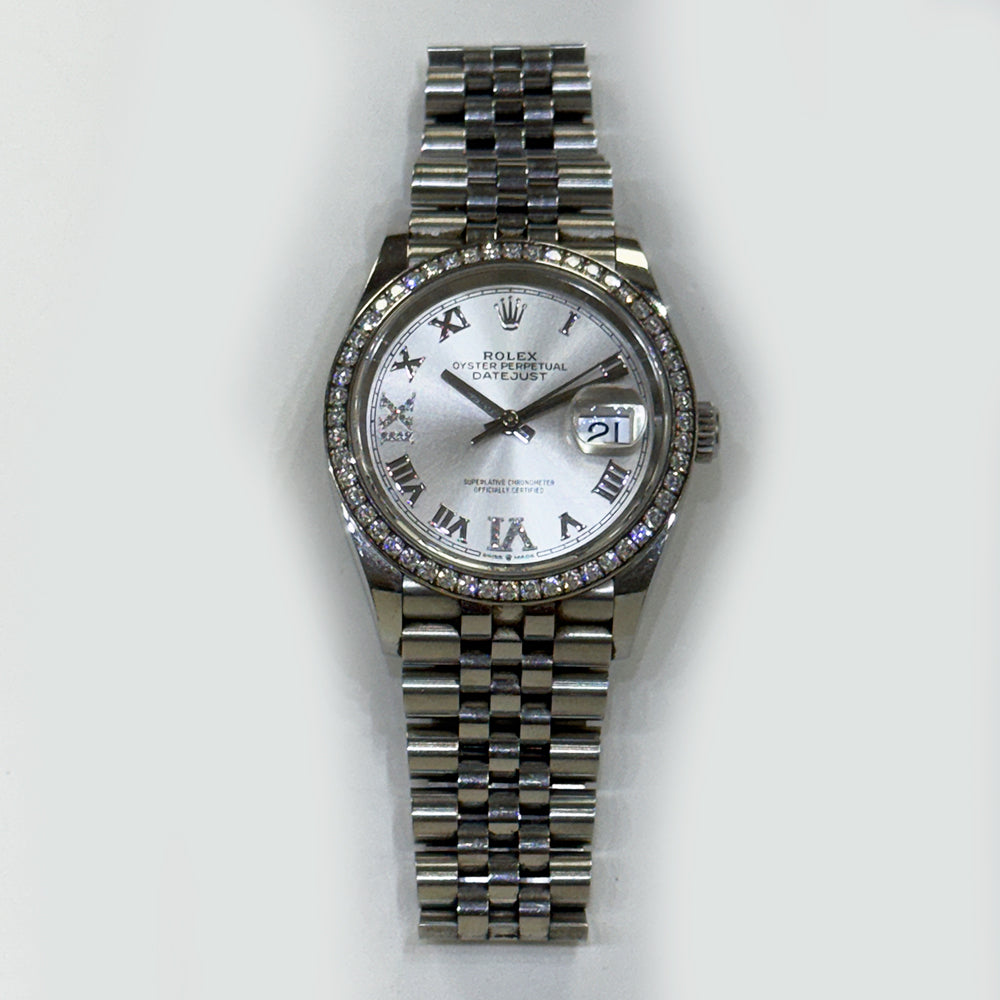 Rolex Datejust 36mm Silver "VI"&"IX" Diamond Dial 126284RBR (2021)