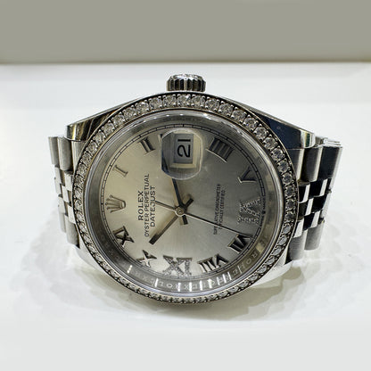Rolex Datejust 36mm Silver "VI"&"IX" Diamond Dial 126284RBR (2021)