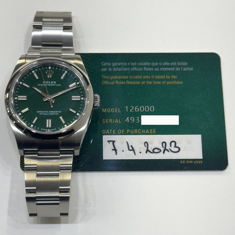 Rolex Oyster Perpetual 36mm Green Dial 126000 (2023)