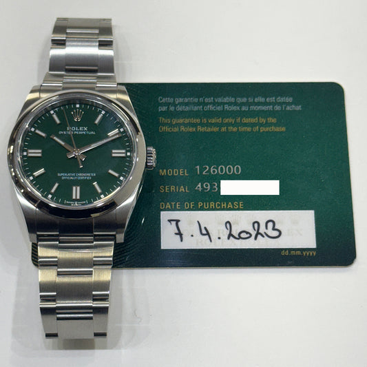 Rolex Oyster Perpetual 36mm Green Dial 126000 (2023)
