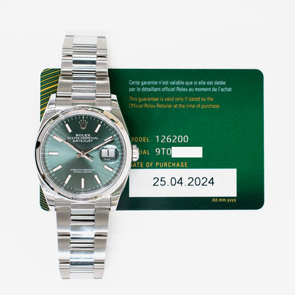 Rolex Datejust 36mm Green Dial 126200 (2024)