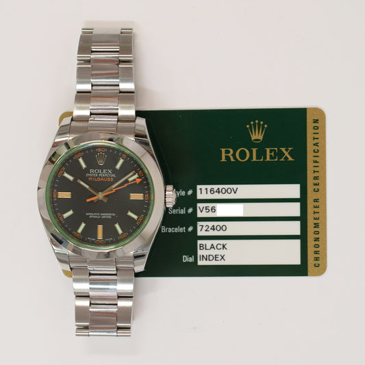 Rolex Milgauss Green Crystal  Black Dial 116400GV (2009)