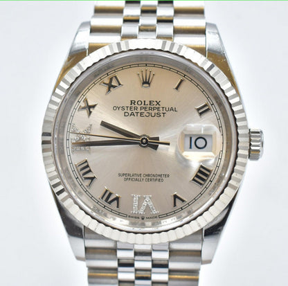 Rolex Datejust 36mm Silver "VI&IX" Diamond Dial 126234 (2020)