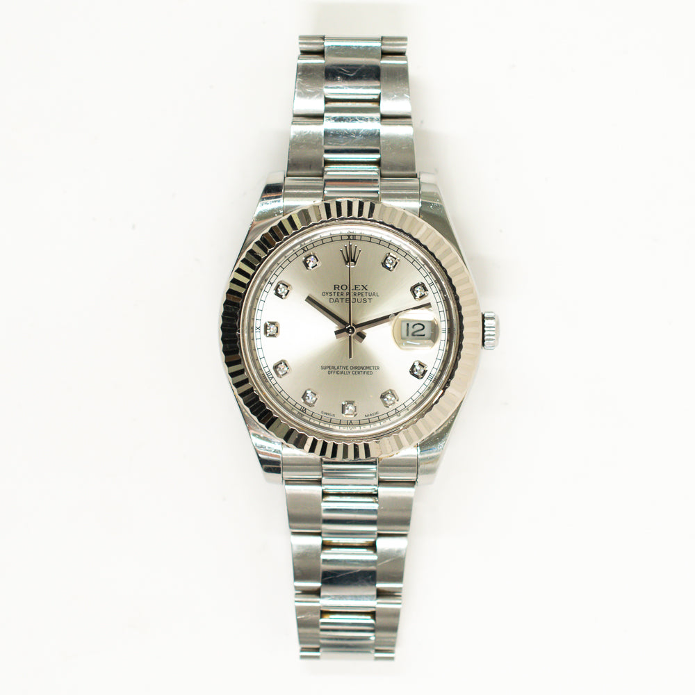 Rolex Datejust II Silver Diamond Dial 116334 (2014)