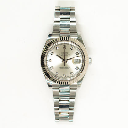 Rolex Datejust II Silver Diamond Dial 116334 (2014)