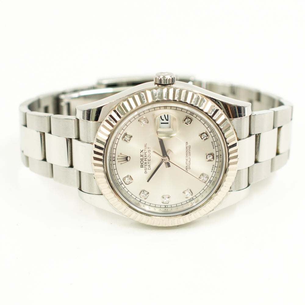 Rolex Datejust II Silver Diamond Dial 116334 (2014)