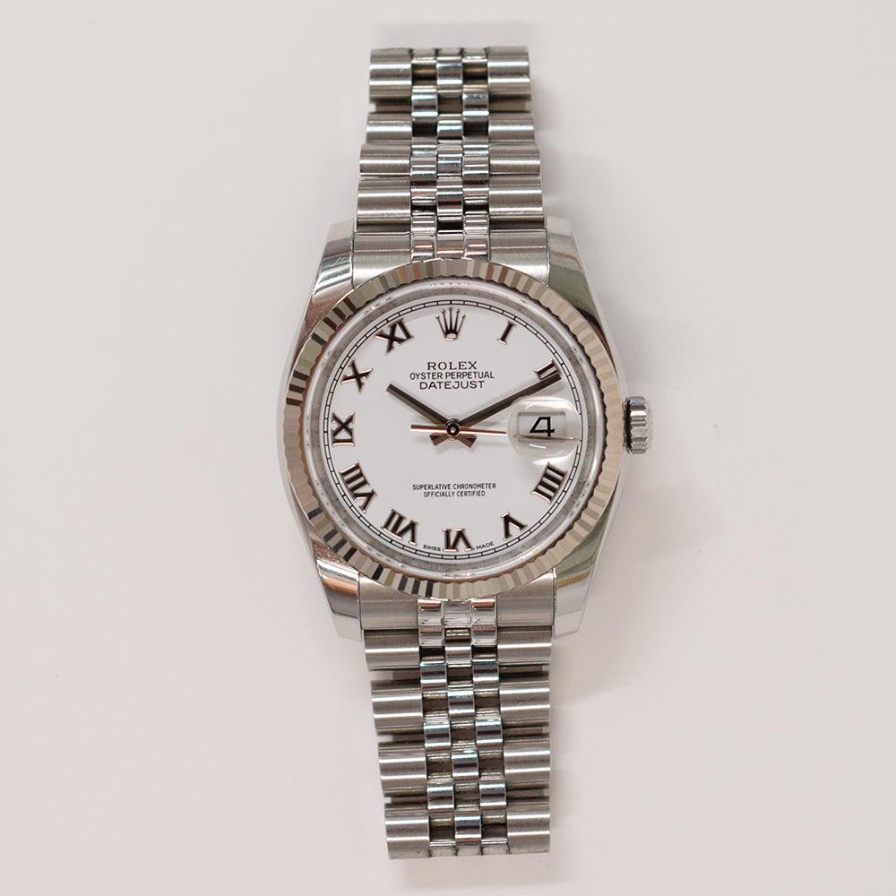 Rolex Datejust 36mm White Roman Dial 116234 (2017)