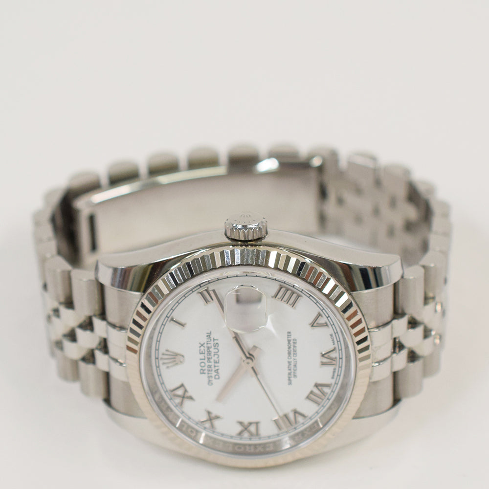 Rolex Datejust 36mm White Roman Dial 116234 (2017)