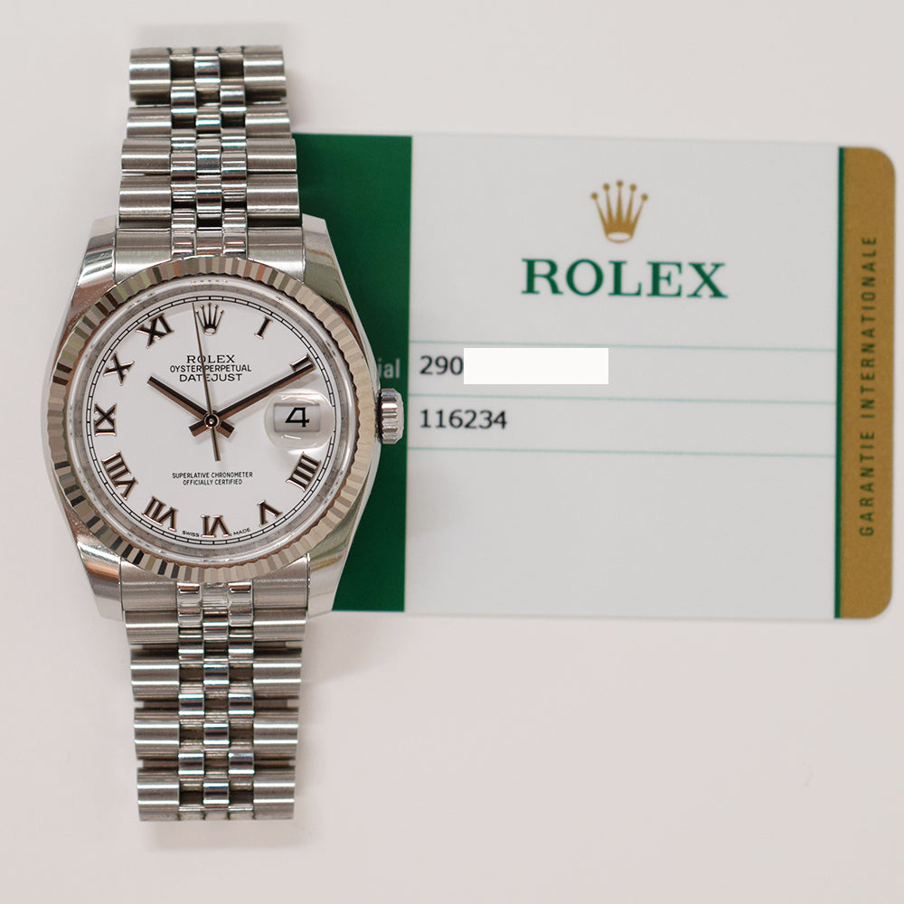 Rolex Datejust 36mm White Roman Dial 116234 (2017)