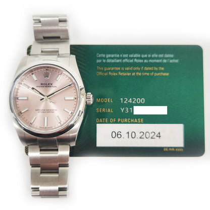 Rolex Oyster Perpetual 34mm Pink Dial 124200