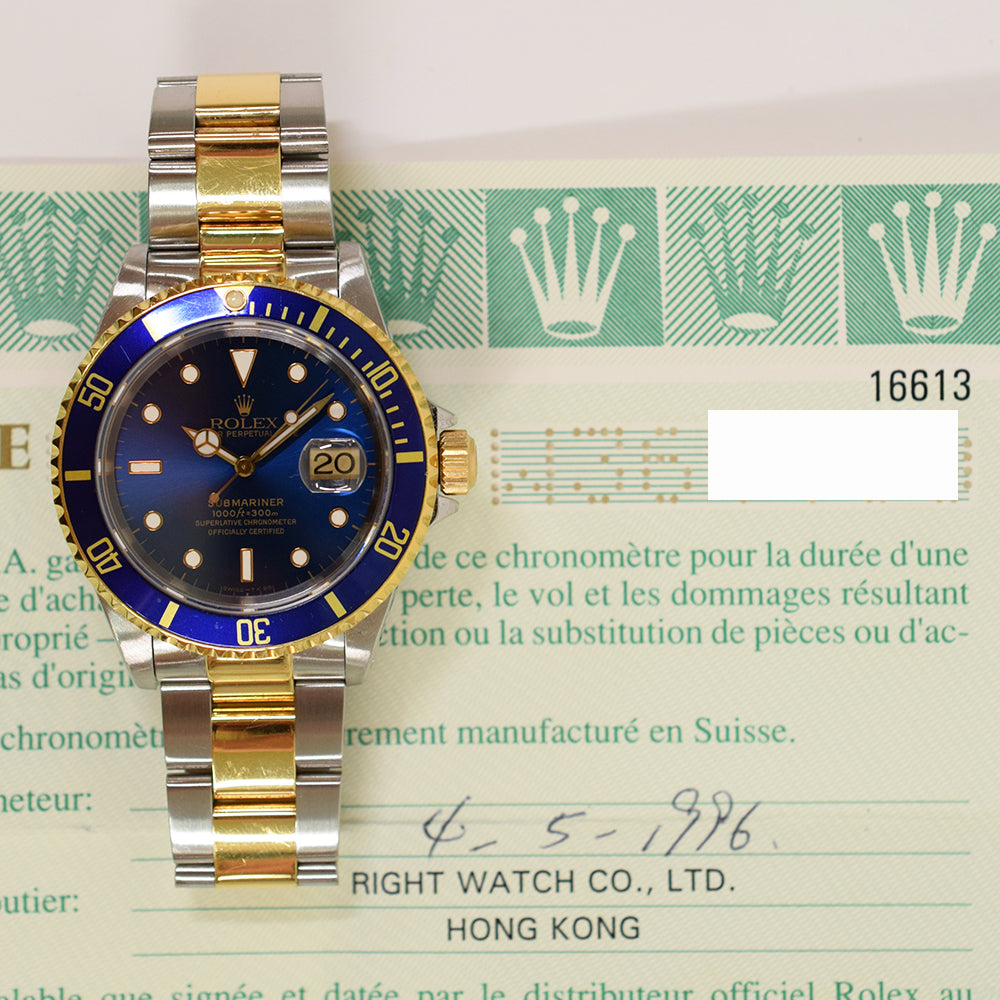 Rolex Submariner Date 40mm Blue Dial 16613LB (1996)