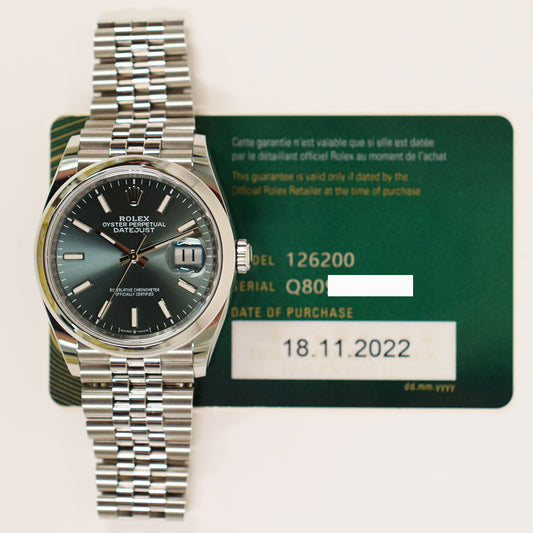 Rolex Datejust 36mm Mint Green Dial 126200 (2022)