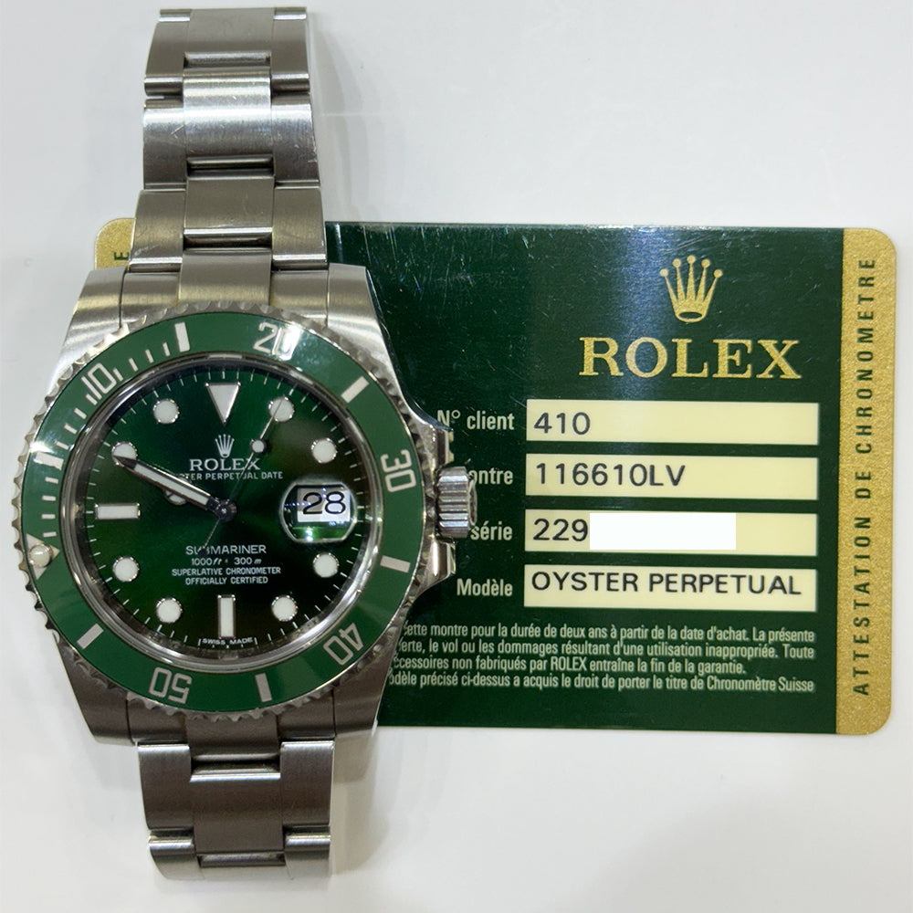 Rolex Submariner Date 40mm Hulk Dial 116610LV (2012)