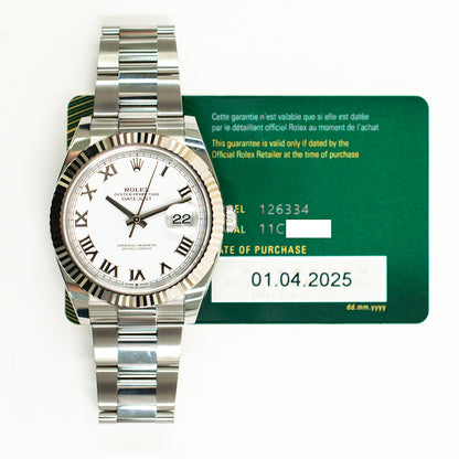Rolex Datejust 41mm White Roman Dial 126334 (2025)