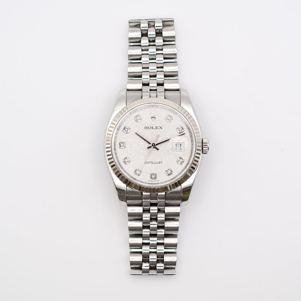 Rolex Datejust 36mm Silver Jubilee Diamond Dial 116234 (2009)
