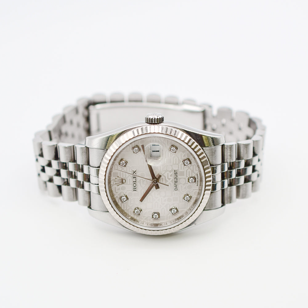 Rolex Datejust 36mm Silver Jubilee Diamond Dial 116234 (2009)