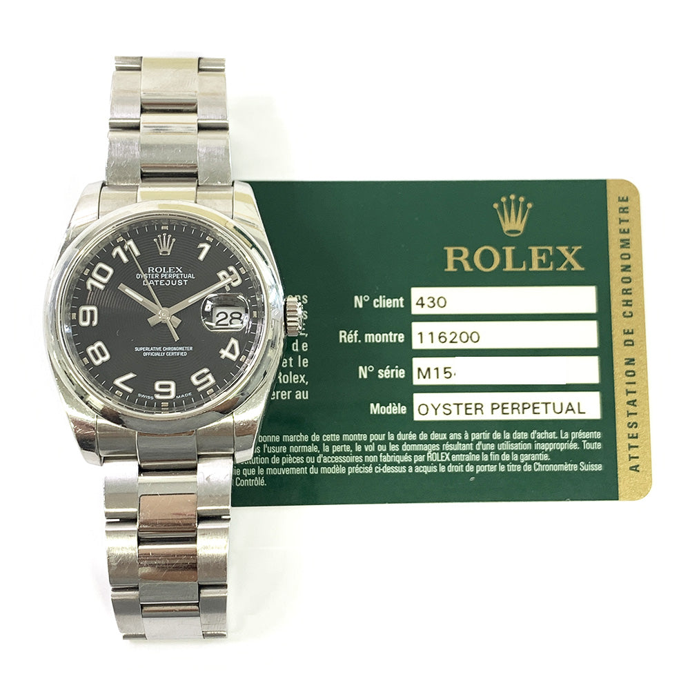 Rolex Datejust 36mm Black Arabic Concentric Dial 116200