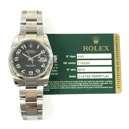 Rolex Datejust 36mm Black Arabic Concentric Dial 116200