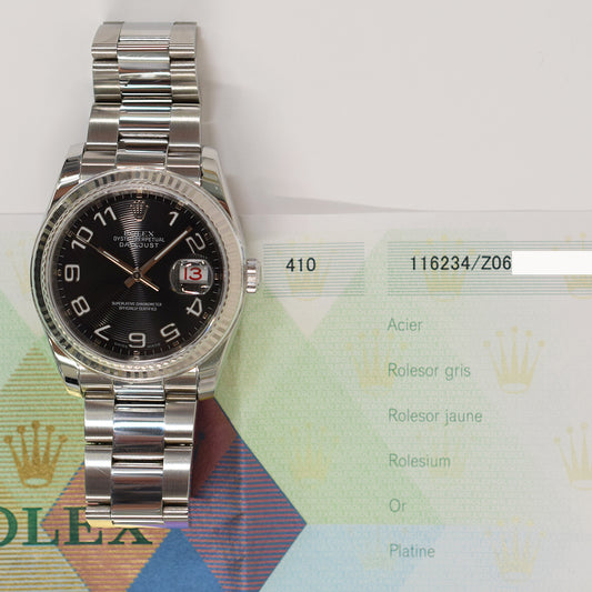 Rolex Datejust 36mm Black Arabic Concentric Dial 116234 (2006)